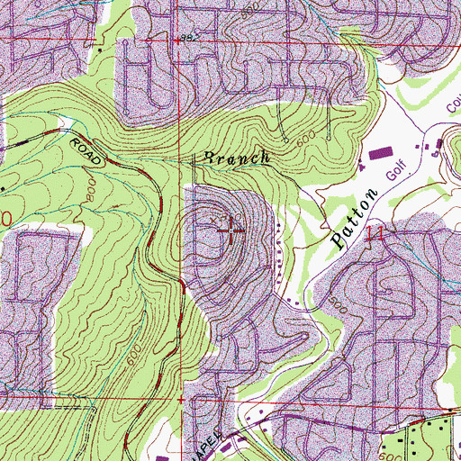 Topographic Map of Verdue Knolls, AL