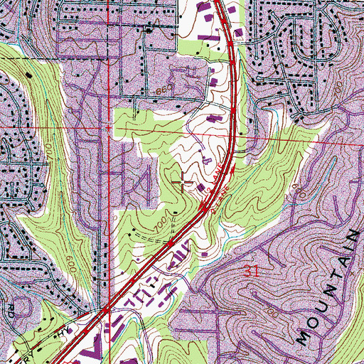 Topographic Map of Vestavia Forest, AL