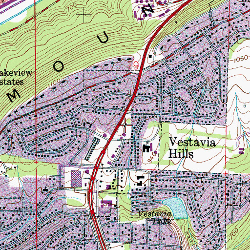 Topographic Map of Vestavia Hills City Hall, AL