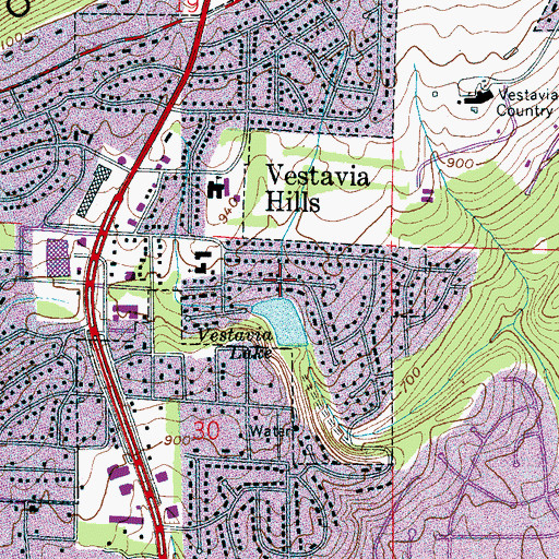 Topographic Map of Vestavia Lake, AL