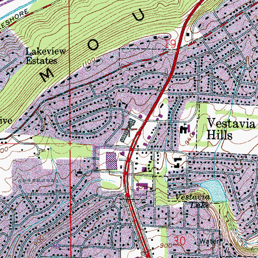 Topographic Map of Vestavia Shopping Center, AL