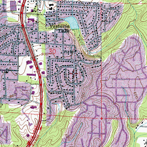 Topographic Map of Vesthaven Estates, AL