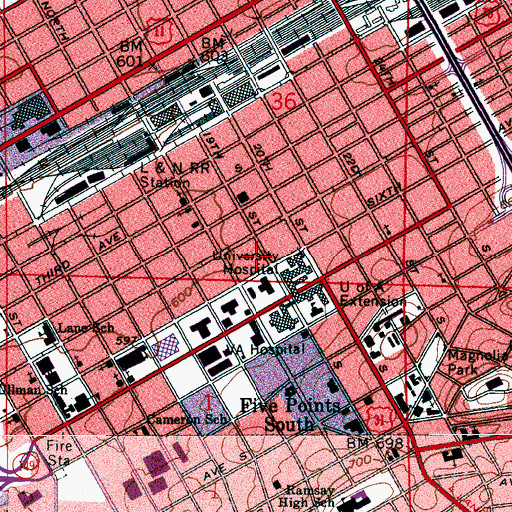 Topographic Map of Wallace Tumor Institute, AL