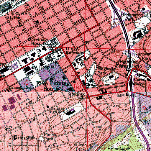 Topographic Map of Woolfe Family Practice Medical Center, AL
