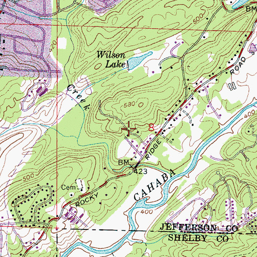 Topographic Map of Chestnut Ridge, AL