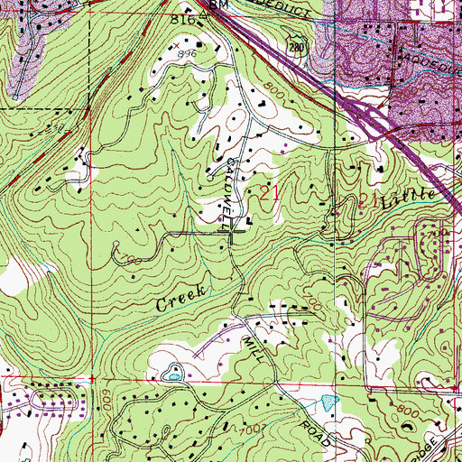 Topographic Map of Shady Brook Estates, AL