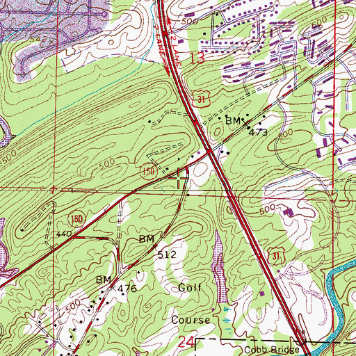 Topographic Map of The Galleries at Riverchase Shopping Center, AL