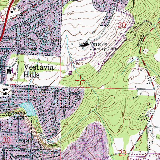 Topographic Map of Vesclub Estates, AL