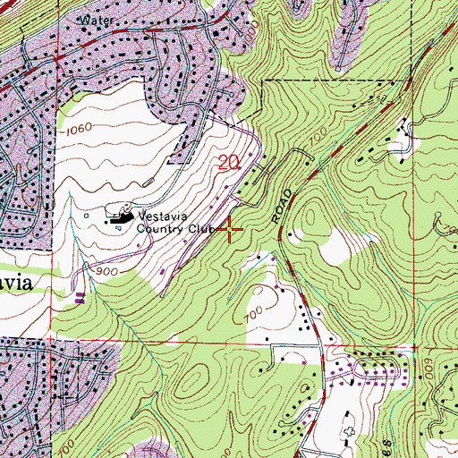 Topographic Map of Vestwood Hills, AL