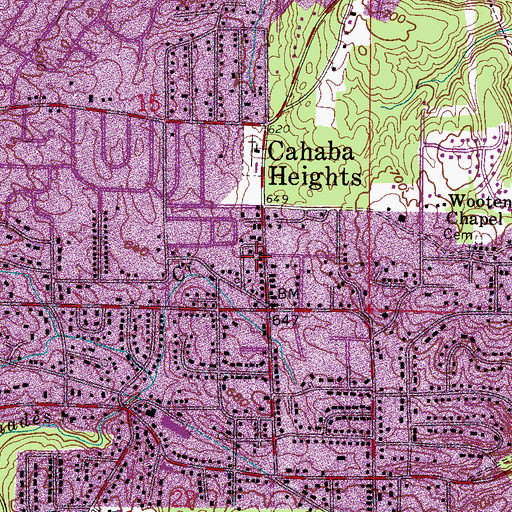 Topographic Map of Crosshaven Plaza Shopping Center, AL