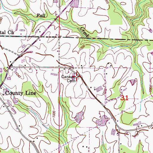 Topographic Map of Canaan Church (historical), AL