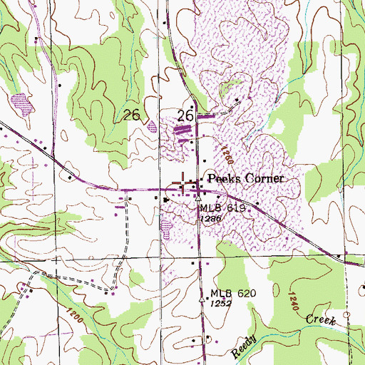 Topographic Map of Peeks Corner School (historical), AL