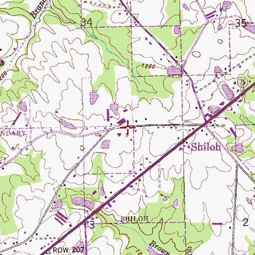 Topographic Map of Shiloh Church (historical), AL