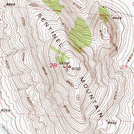 Topographic Map of Sentinal Mountain, CO