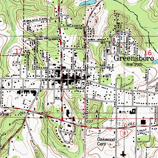 Topographic Map of Greensboro City Hall, AL