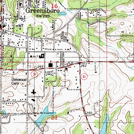 Topographic Map of Salem Baptist Church (historical), AL