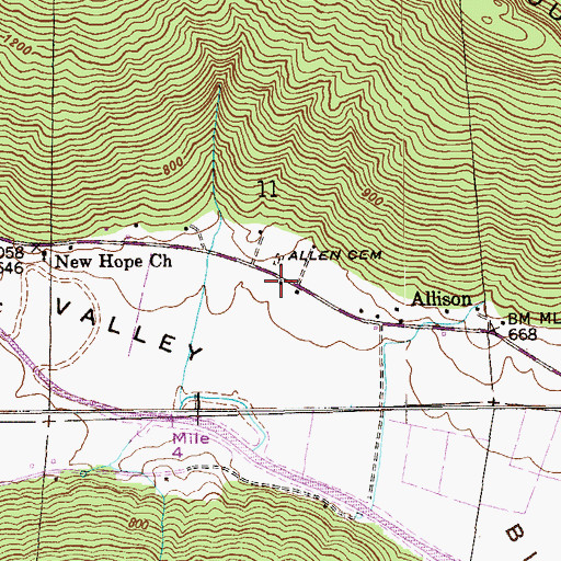 Topographic Map of Allison Mill (historical), AL
