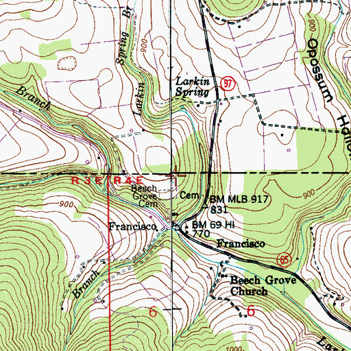 Topographic Map of Beech Grove School (historical), AL