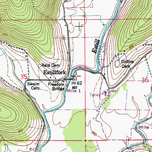 Topographic Map of Freedom School (historical), AL