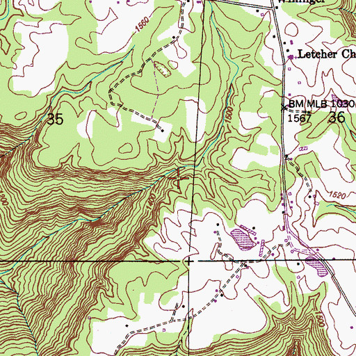 Topographic Map of Shelton Mine, AL