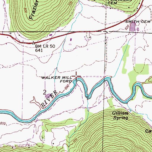 Topographic Map of Walkers Mill (historical), AL
