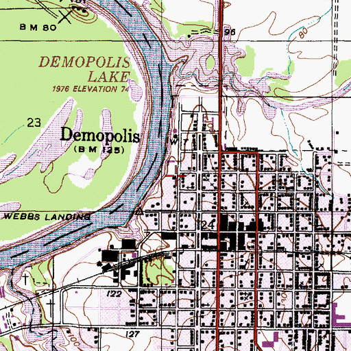 Topographic Map of Bluff Hall, AL