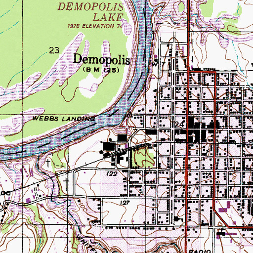 Topographic Map of Demopolis Botanical Gardens, AL