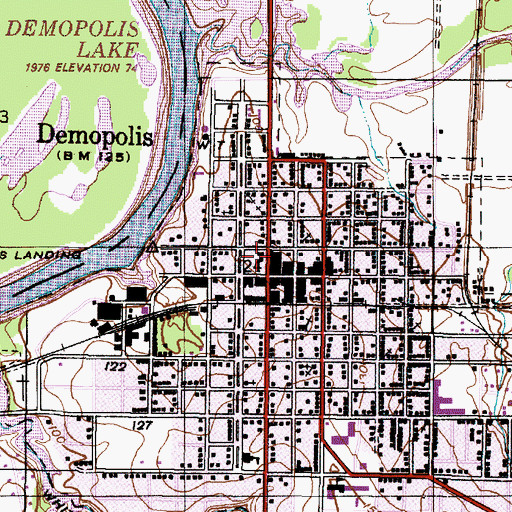 Topographic Map of Demopolis City Hall, AL