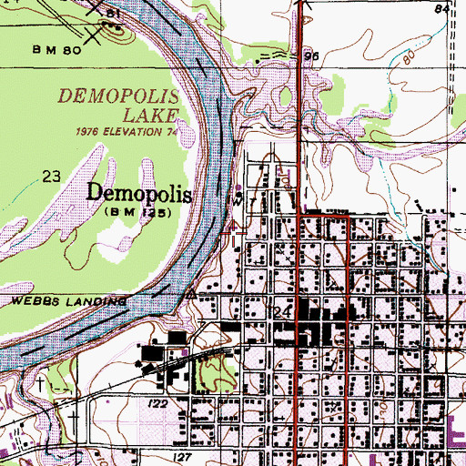 Topographic Map of Demopolis Civic Center, AL