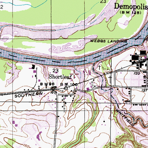 Topographic Map of Demopolis Inland State Docks, AL