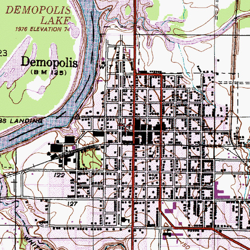 Topographic Map of Demopolis Public Square, AL