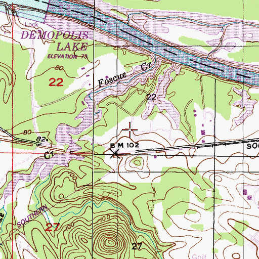 Topographic Map of Foscue Park, AL