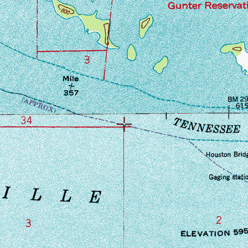 Topographic Map of Gunter Landing (historical), AL