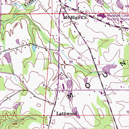 Topographic Map of Lattiswood School (historical), AL