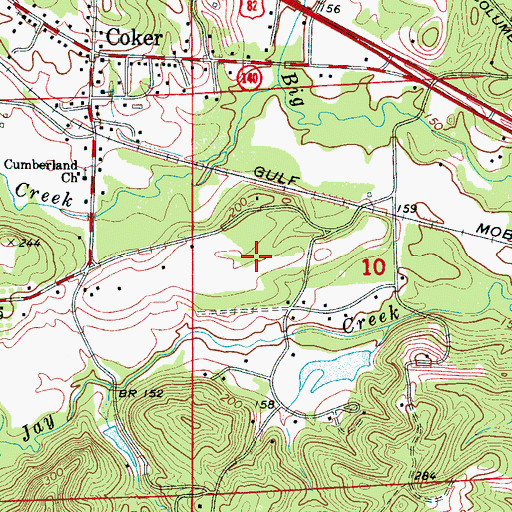 Topographic Map of Westland, AL
