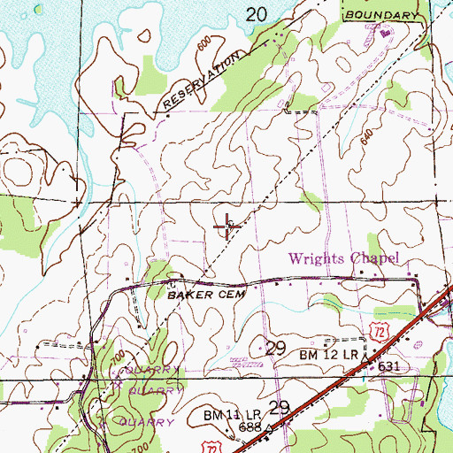 Topographic Map of Baker Cemetery, AL