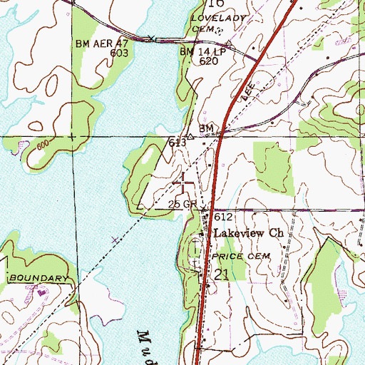 Topographic Map of Blue Spring, AL