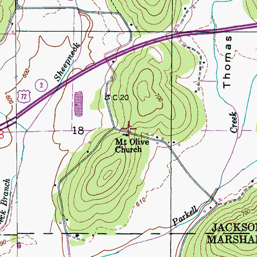Topographic Map of Mount Olive Cemetery, AL