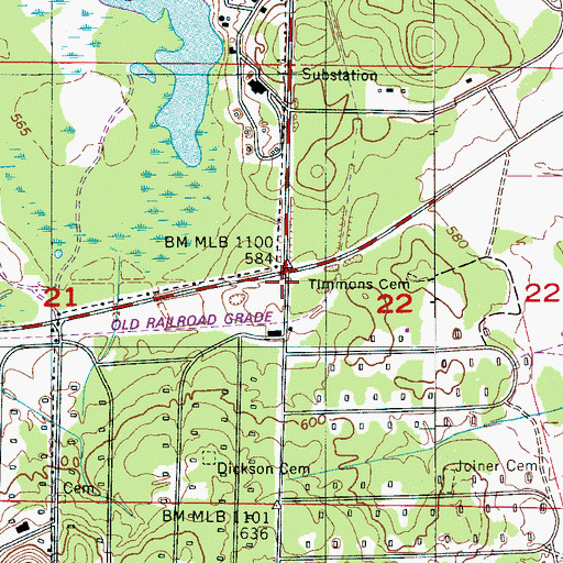 Topographic Map of Cedar Grove Church (historical), AL