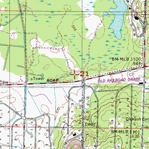 Topographic Map of Horton School (historical), AL