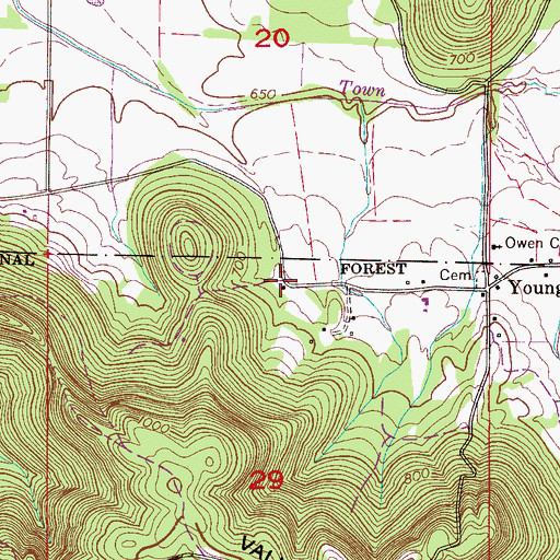 Topographic Map of Youngs School (historical), AL