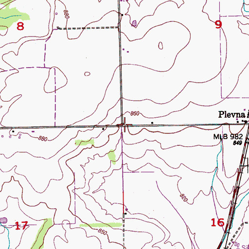 Topographic Map of Plevna School (historical), AL