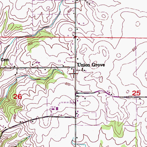 Topographic Map of Union Grove Church, AL