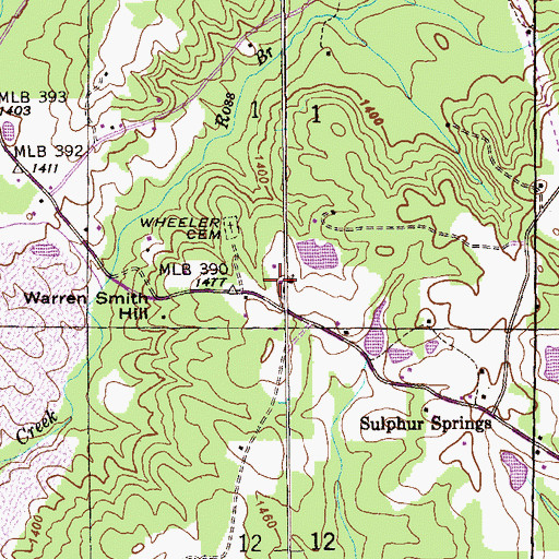 Topographic Map of Sulphur Springs Church (historical), AL