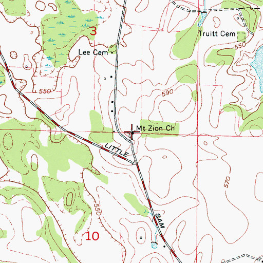 Topographic Map of Mount Zion School (historical), AL