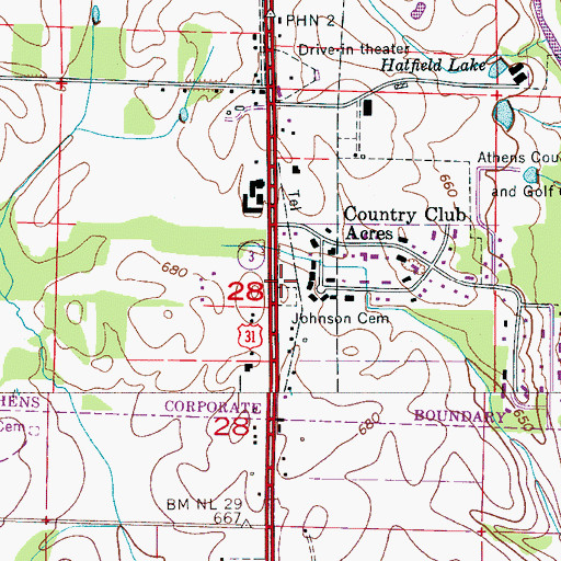 Topographic Map of Johnson Chapel (historical), AL