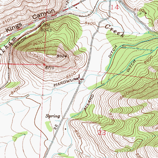 Topographic Map of Hardwork Ditch, CO