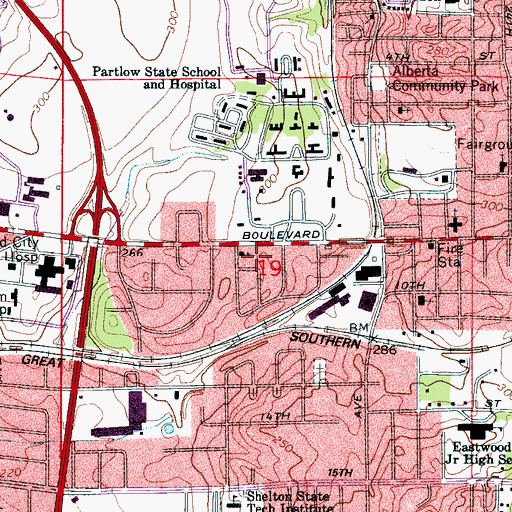 Topographic Map of Holy Cross Lutheran Child Development Center, AL