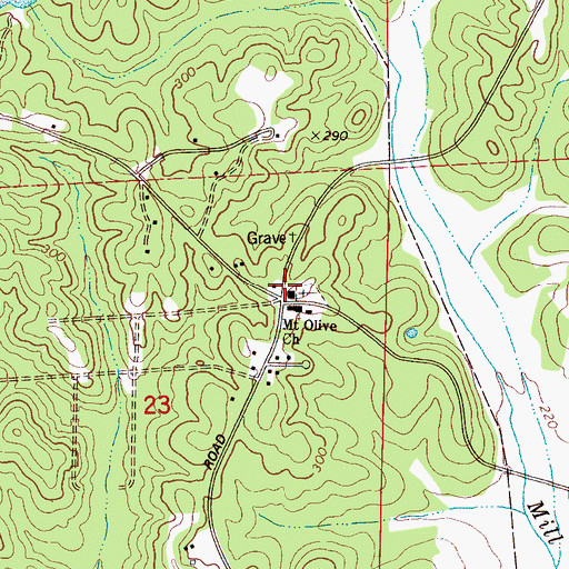Topographic Map of Mount Olive Community Club, AL