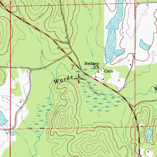 Topographic Map of Hughes Mill Creek, AL